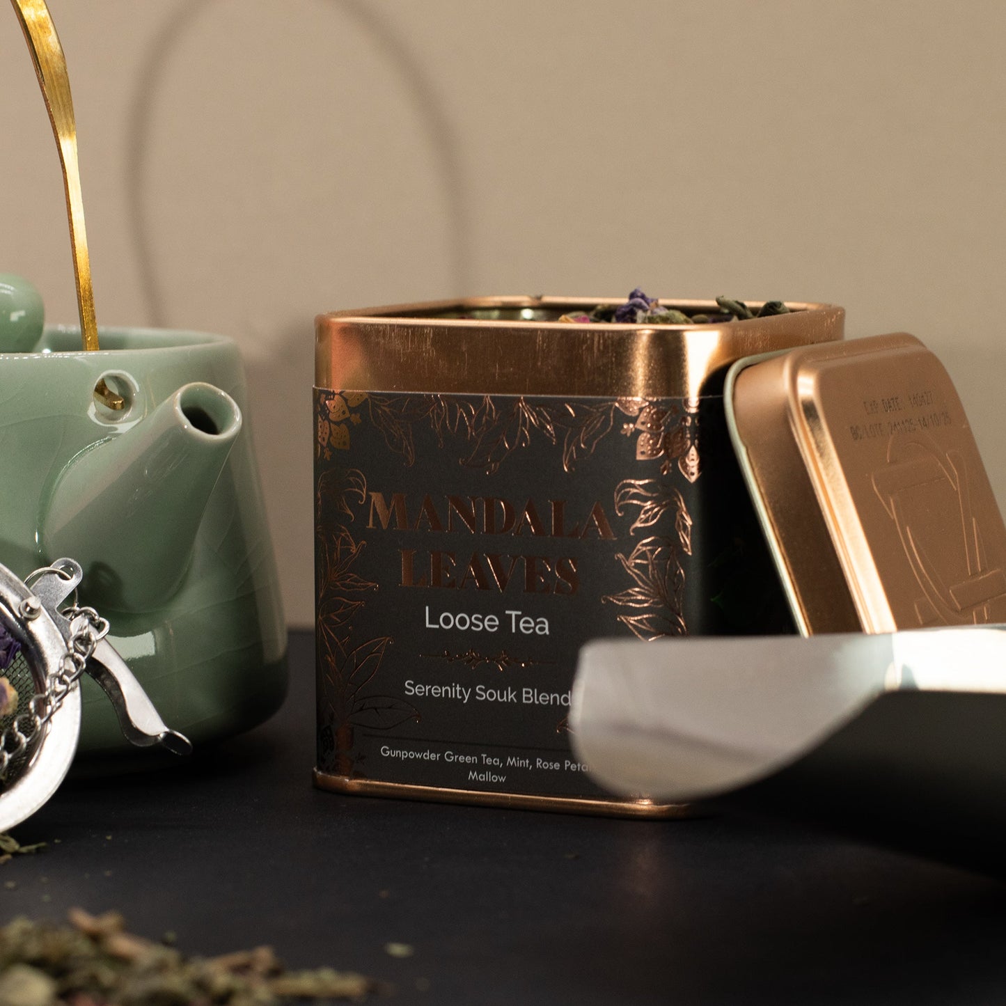 50g Serenity Souk Blend Blend Artisan Tea product packaging on clean background from Quintessential Holistic Health Ltd