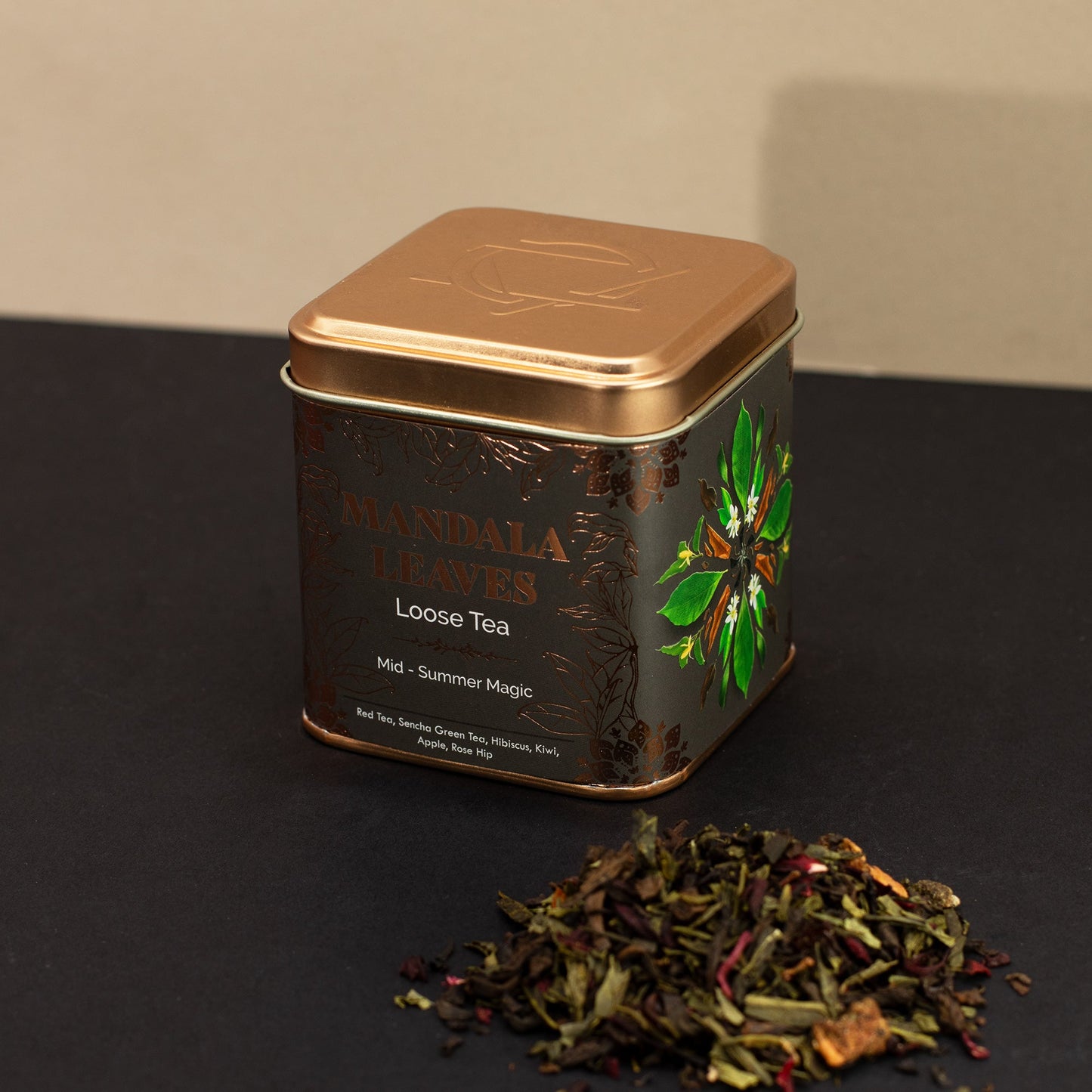 50g Mid-Summer Magic Blend Artisan Tea product packaging on clean background from Quintessential Holistic Health Ltd