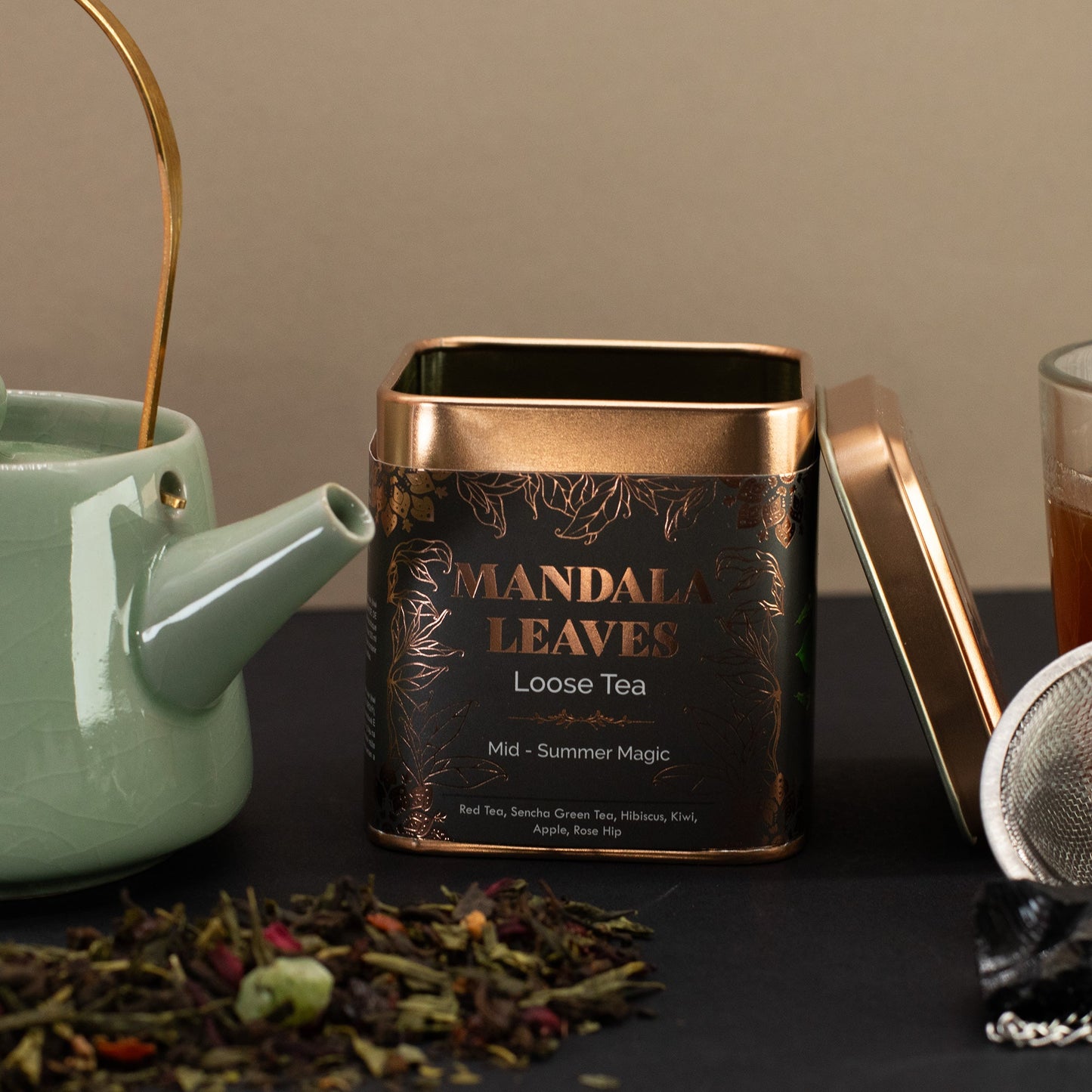 50g Mid-Summer Magic Blend Artisan Tea product packaging on clean background from Quintessential Holistic Health Ltd