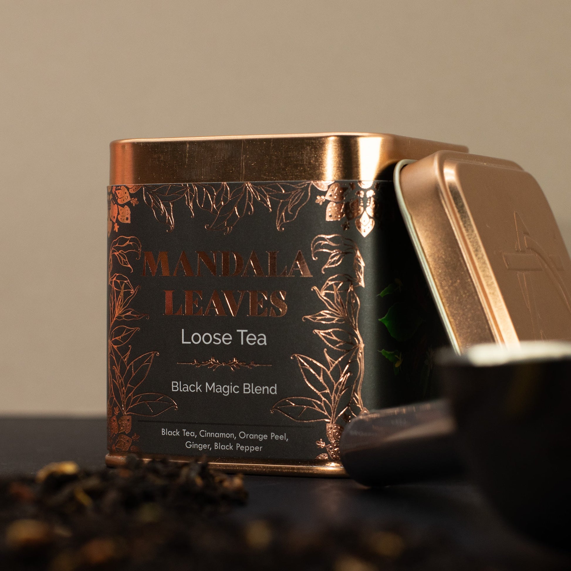 50g Black Magic Blend Artisan Tea product packaging on clean background from Quintessential Holistic Health Ltd