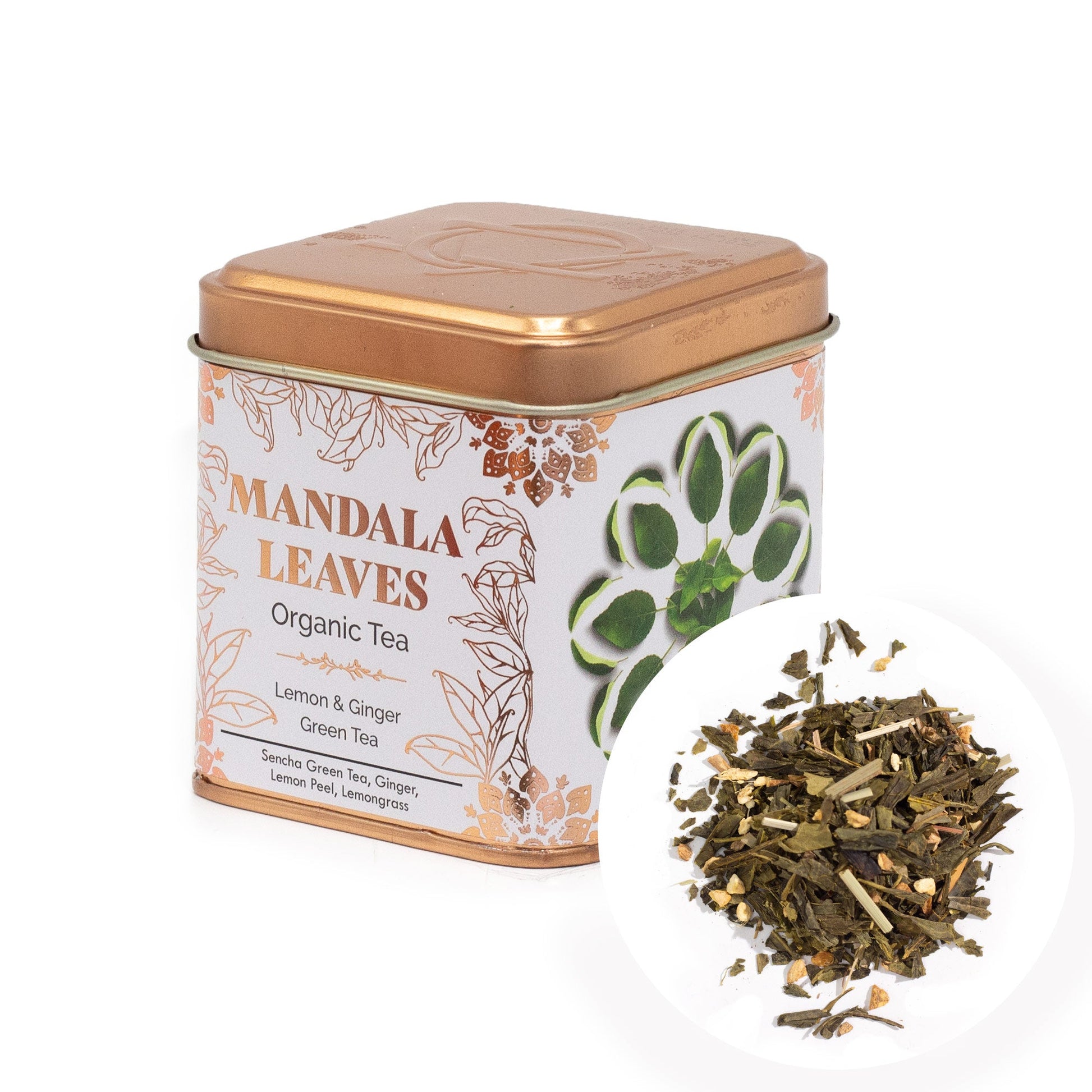 50g Eco Classic Lemon and Ginger Blend Green Tea product packaging on clean background from Quintessential Holistic Health Ltd
