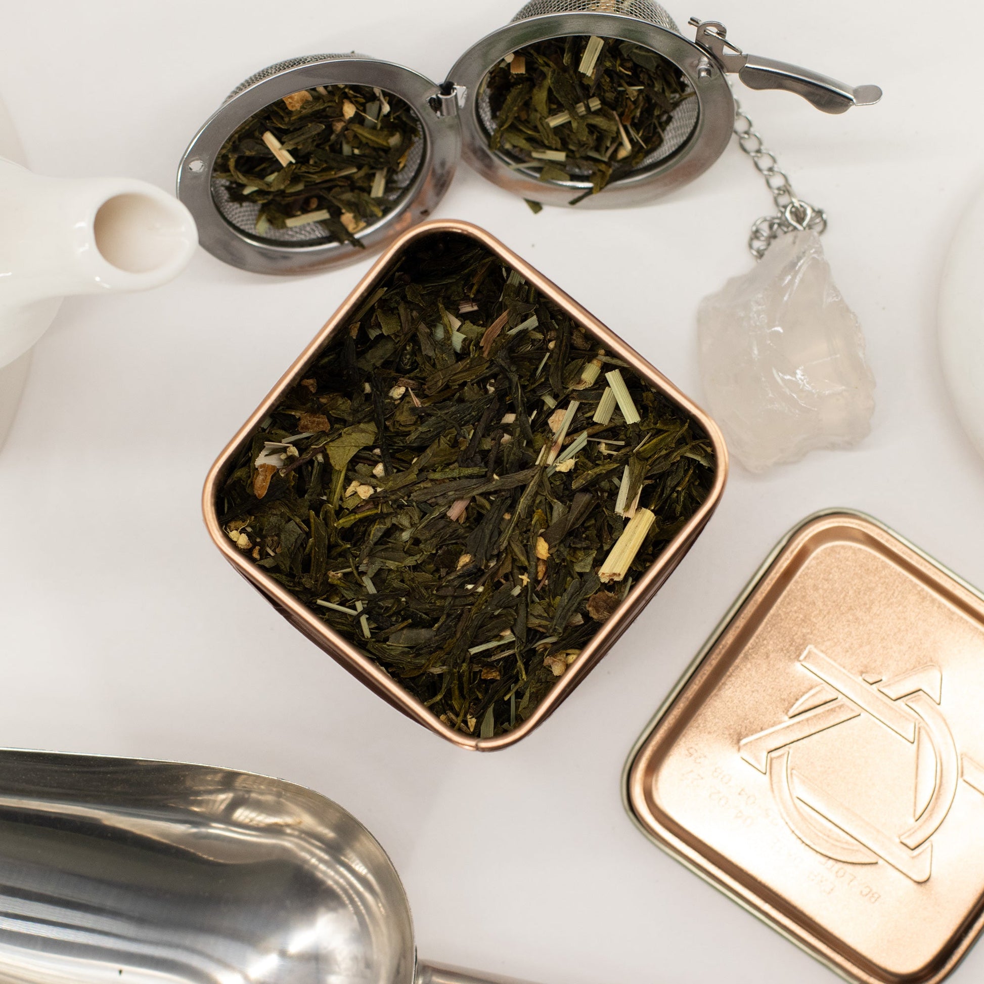 50g Eco Classic Lemon and Ginger Blend Green Tea product packaging on clean background from Quintessential Holistic Health Ltd