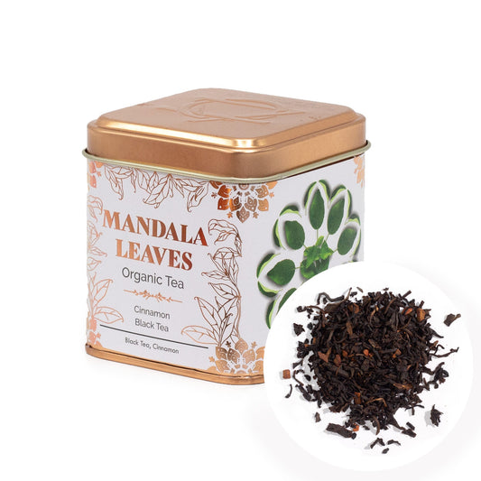50g Organic Cinnamon Black Blend Artisan Tea product packaging on clean background from Quintessential Holistic Health Ltd