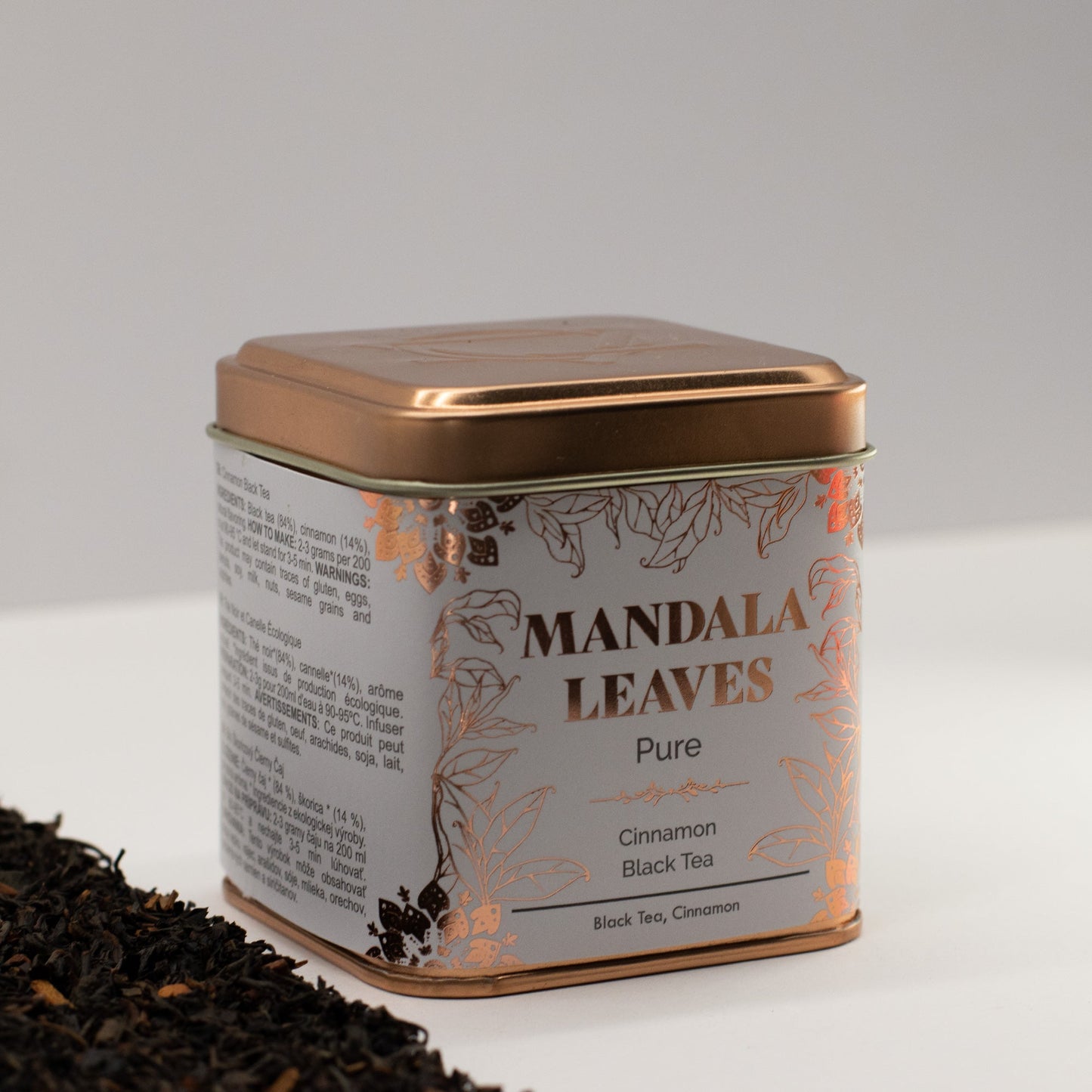50g Organic Cinnamon Black Blend Artisan Tea product packaging on clean background from Quintessential Holistic Health Ltd