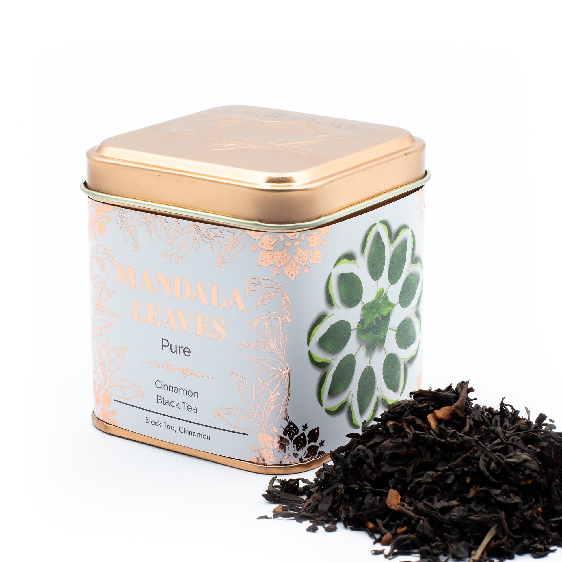 50g Organic Cinnamon Black Blend Artisan Tea product packaging on clean background from Quintessential Holistic Health Ltd