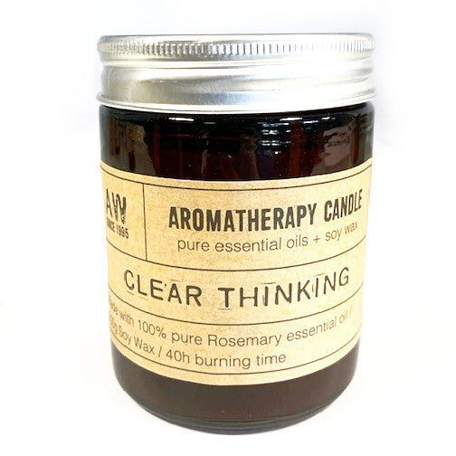 Clear Thinking - Aromatherapy Eco-Friendly Soy Wax Candle - Rosemary product packaging on clean background from Quintessential Holistic Health Ltd