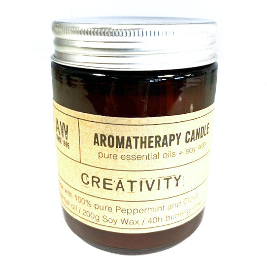 Creativity - Aromatherapy Eco-Friendly Soy Wax Candle - Peppermint and Clove product packaging on clean background from Quintessential Holistic Health Ltd