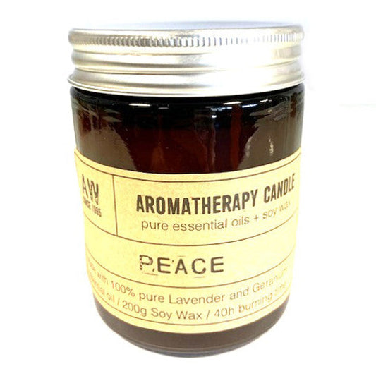 Peace - Aromatherapy Eco-Friendly Soy Wax Candle - Lavender and Geranium product packaging on clean background from Quintessential Holistic Health Ltd