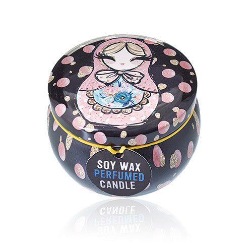 Soy Wax Russian Doll Art Tin Candles 120g