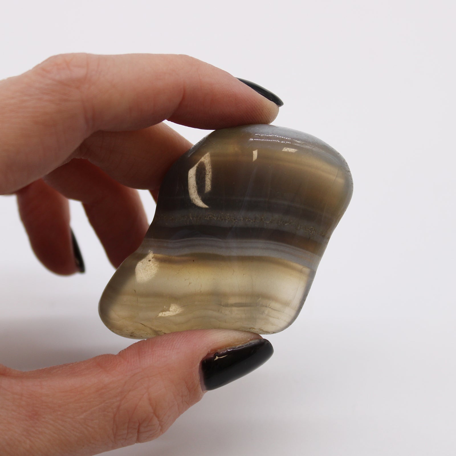 6 x Polished Natural Tumble Stones - Grey Agate product packaging on clean background from Quintessential Holistic Health Ltd