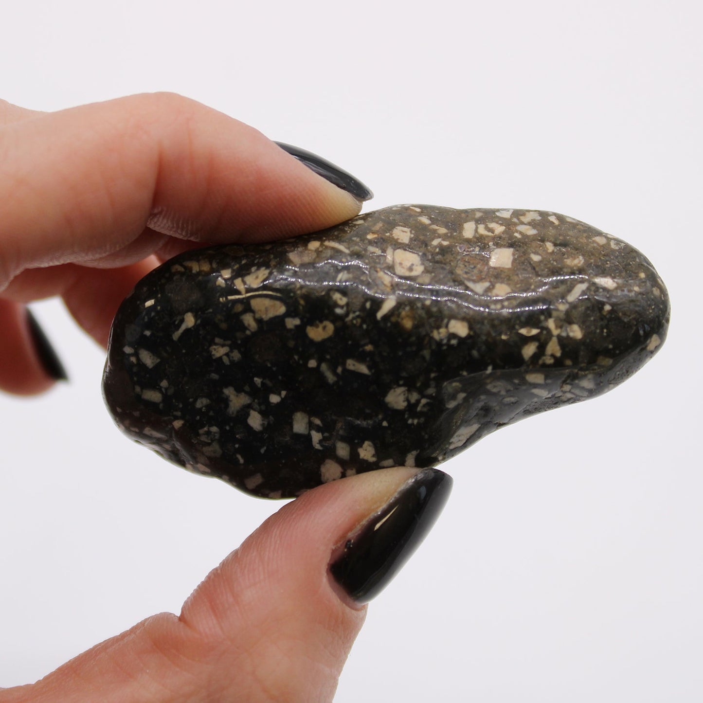 6 x Polished Natural Tumble Stones - Guinea Fowl Jasper product packaging on clean background from Quintessential Holistic Health Ltd