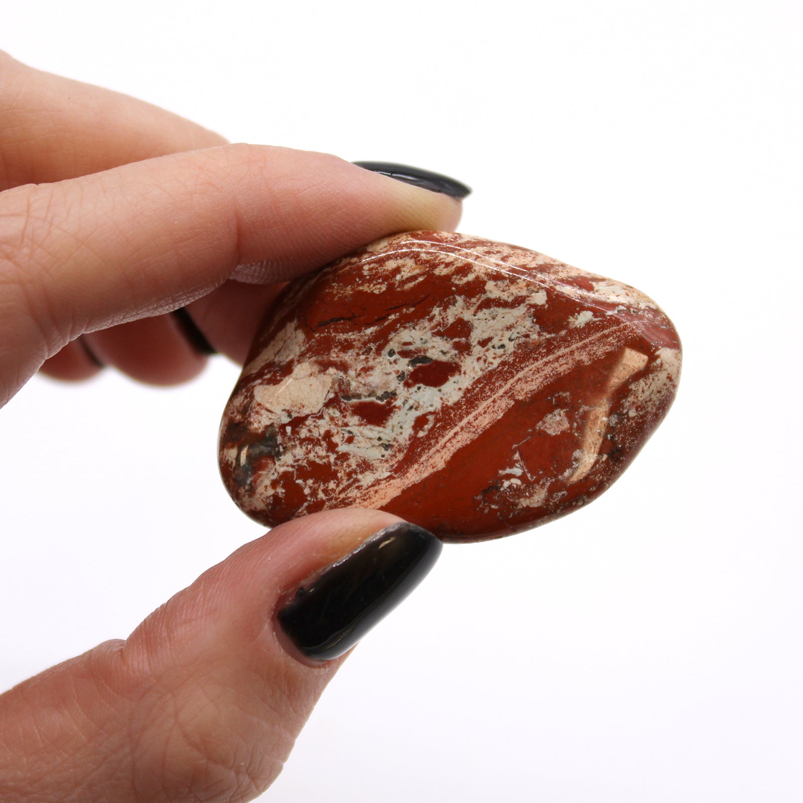6 x Polished Natural Tumble Stones - Brecciated Light Jasper product packaging on clean background from Quintessential Holistic Health Ltd