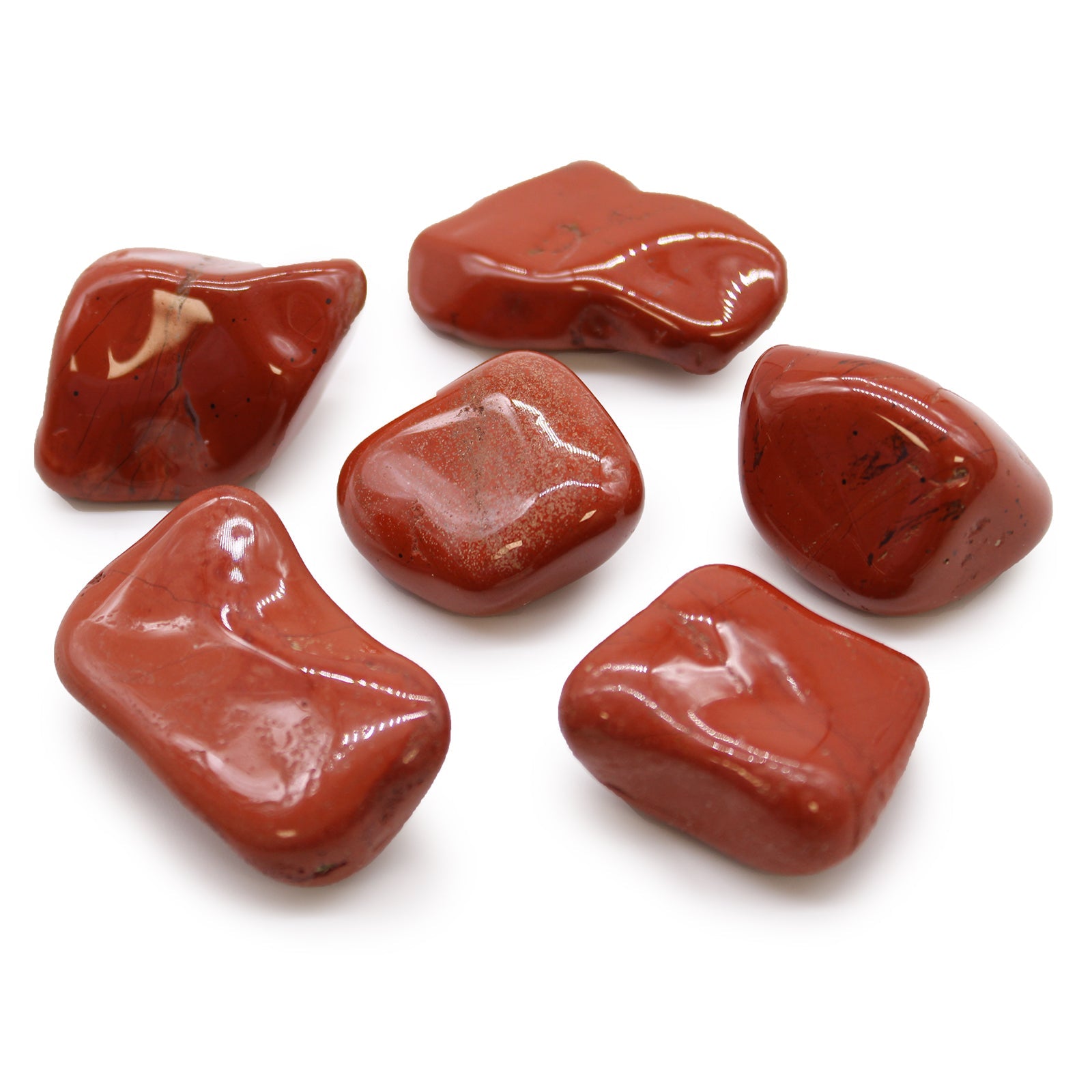 6 x Polished Natural Tumble Stones - Red Jasper product packaging on clean background from Quintessential Holistic Health Ltd