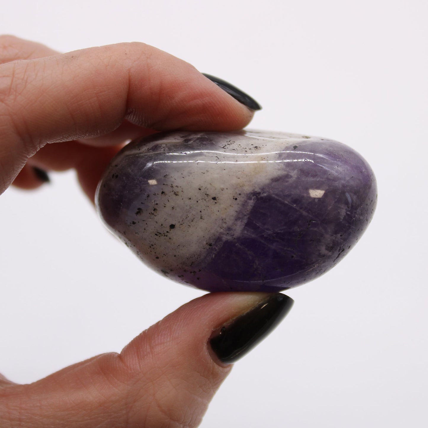 6 x Polished Natural Tumble Stones - Amethyst product packaging on clean background from Quintessential Holistic Health Ltd