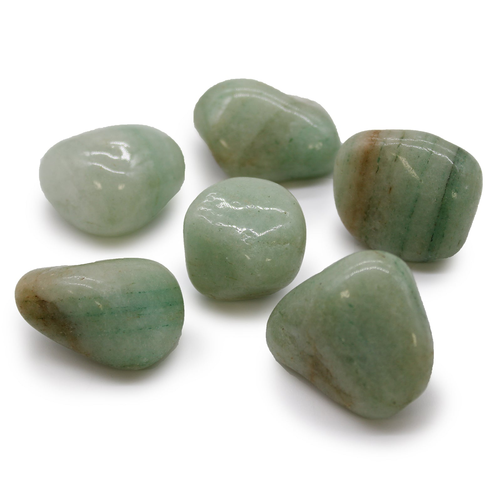 6 x Polished Natural Tumble Stones - Green Aventurine product packaging on clean background from Quintessential Holistic Health Ltd
