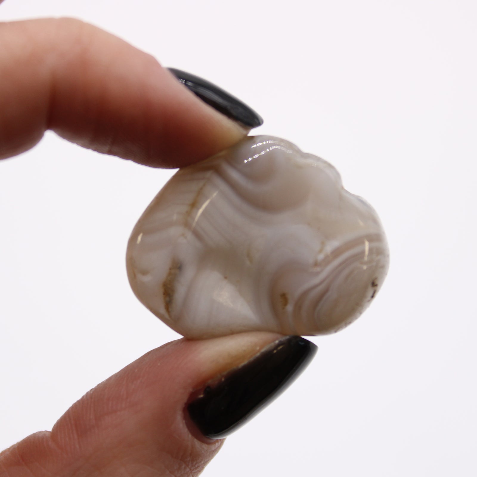 12 x Polished Natural Tumble Stones - Medium / Grey Agate product packaging on clean background from Quintessential Holistic Health Ltd