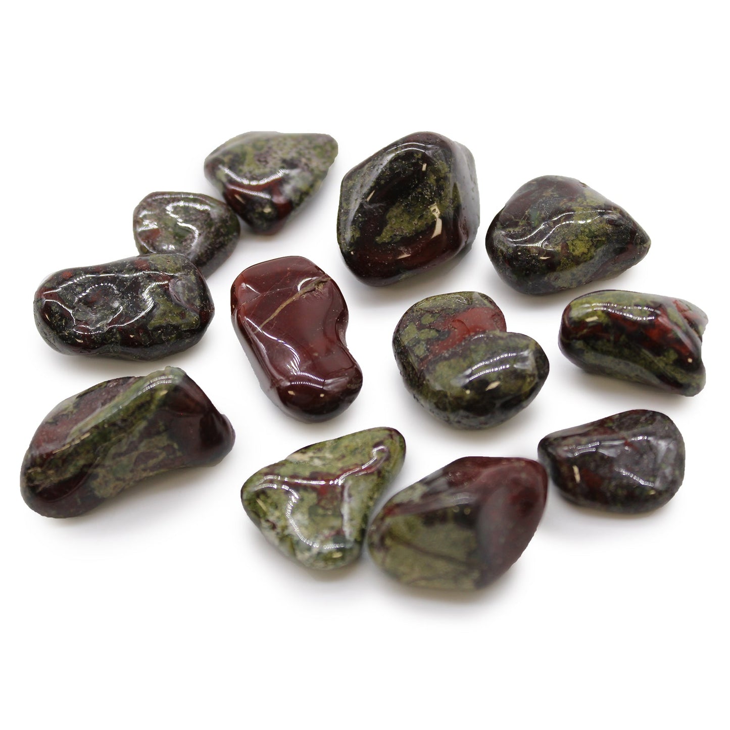 12 x Polished Natural Tumble Stones - Medium / Dragon Stones product packaging on clean background from Quintessential Holistic Health Ltd