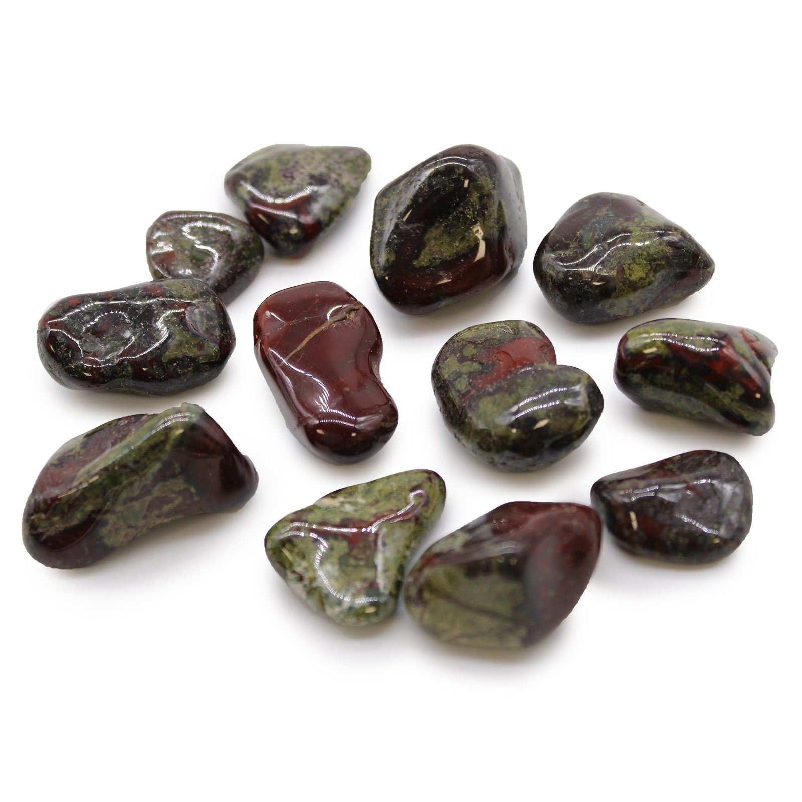 12 x Polished Natural Tumble Stones - Medium / Dragon Stones product packaging on clean background from Quintessential Holistic Health Ltd