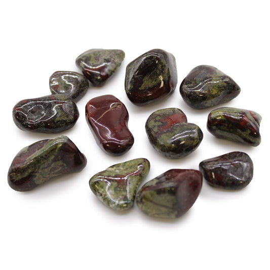 12 x Polished Natural Tumble Stones - Medium / Dragon Stones product packaging on clean background from Quintessential Holistic Health Ltd
