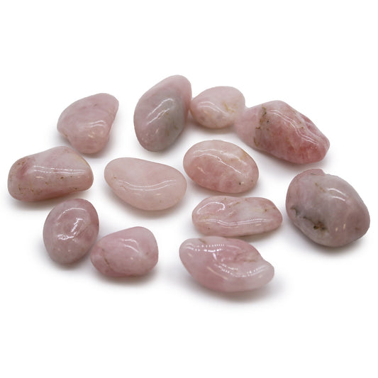 12 x Polished Natural Tumble Stones - Medium / Rose Quartz product packaging on clean background from Quintessential Holistic Health Ltd