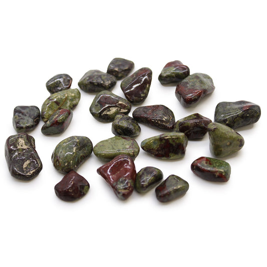24 x Polished Natural Tumble Stones - Small / Dragon Stones product packaging on clean background from Quintessential Holistic Health Ltd
