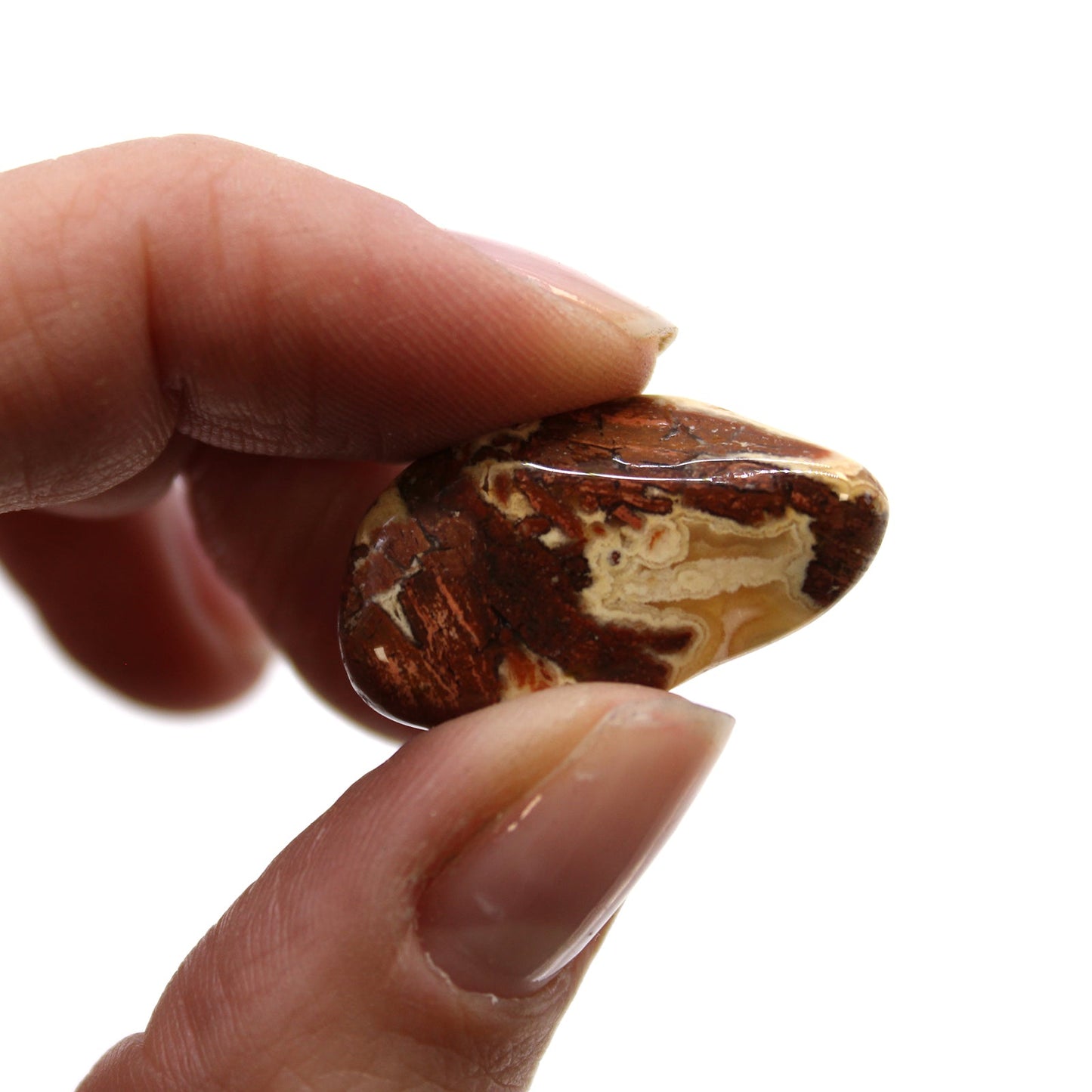 24 x Polished Natural Tumble Stones - Small / Brecciated Light Jasper product packaging on clean background from Quintessential Holistic Health Ltd