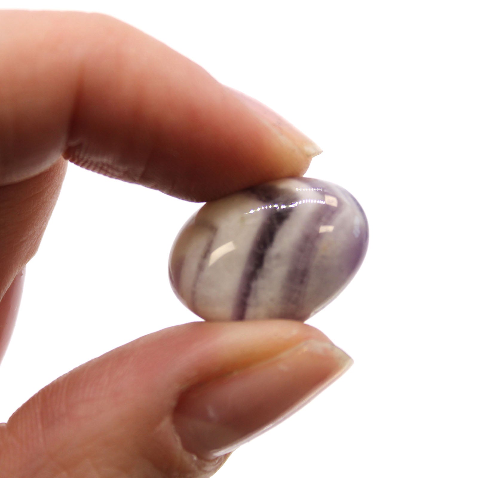 24 x Polished Natural Tumble Stones - Small / Amethyst Chevron product packaging on clean background from Quintessential Holistic Health Ltd