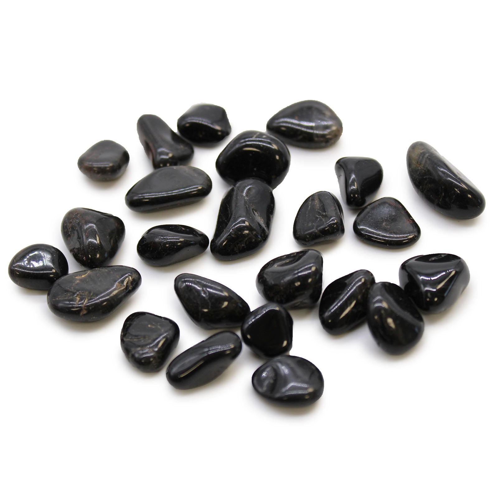 24 x Polished Natural Tumble Stones- Small / Black Onyx product packaging on clean background from Quintessential Holistic Health Ltd