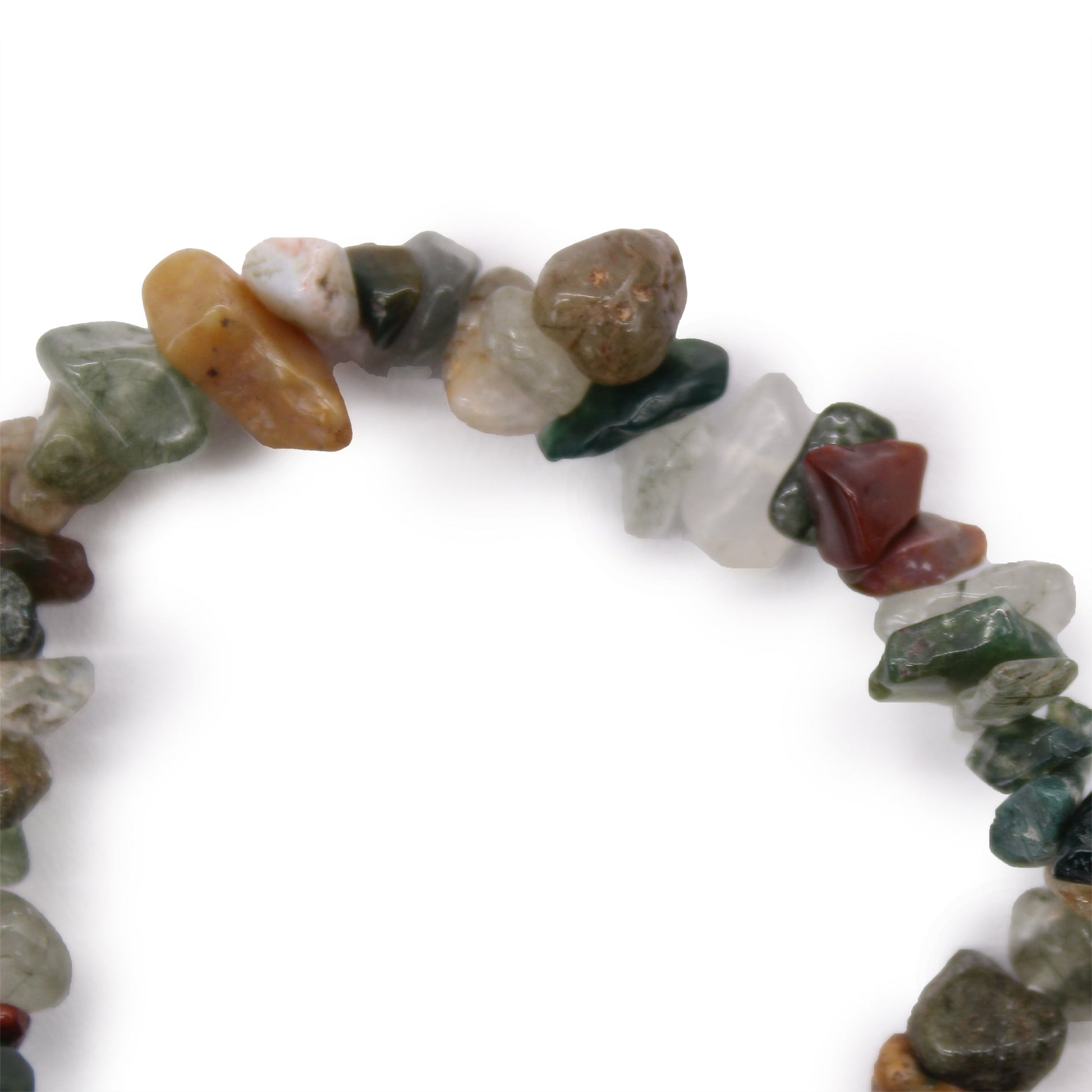 Chip Stone Bracelet - Moss Agate product packaging on clean background from Quintessential Holistic Health Ltd
