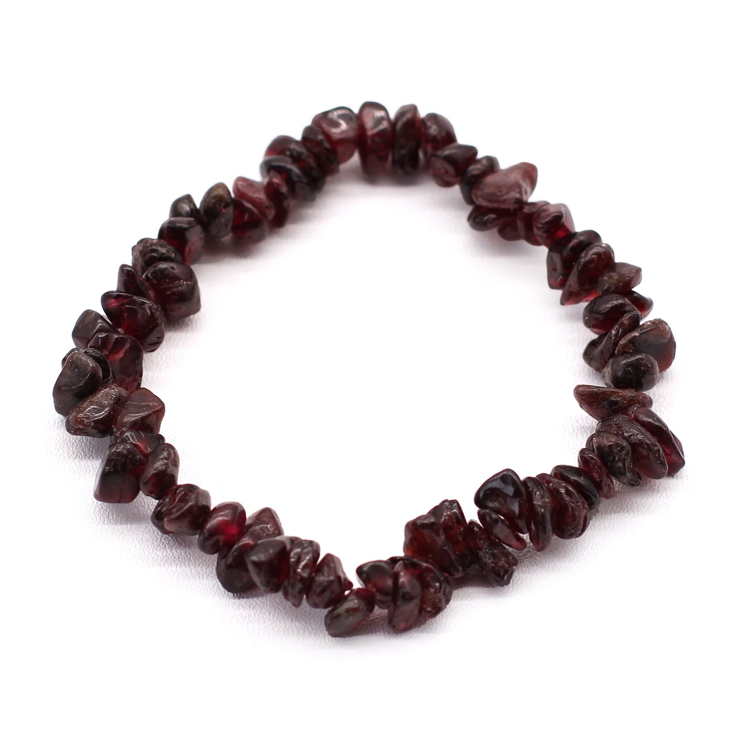 Chip Stone Bracelet - Blood Garnet product packaging on clean background from Quintessential Holistic Health Ltd