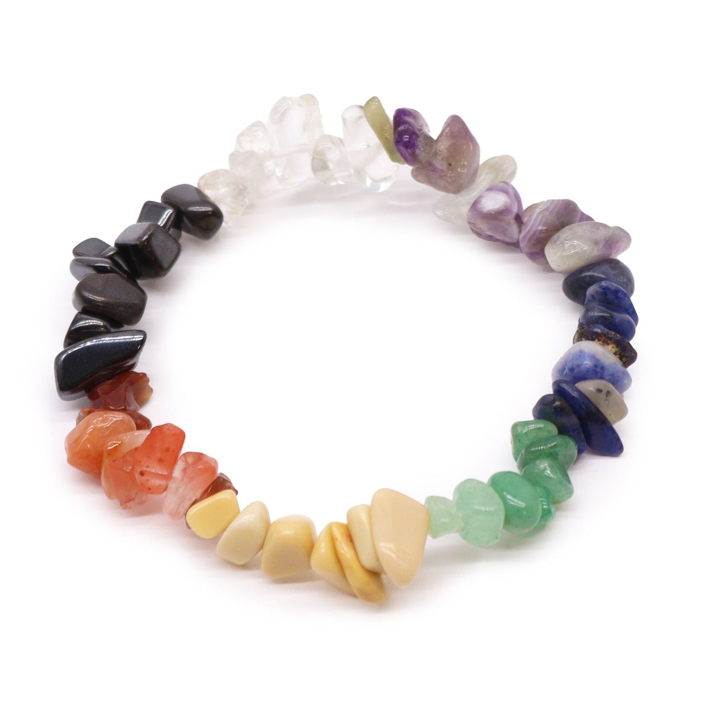 Chip Stone Bracelet - Chakra Stones product packaging on clean background from Quintessential Holistic Health Ltd