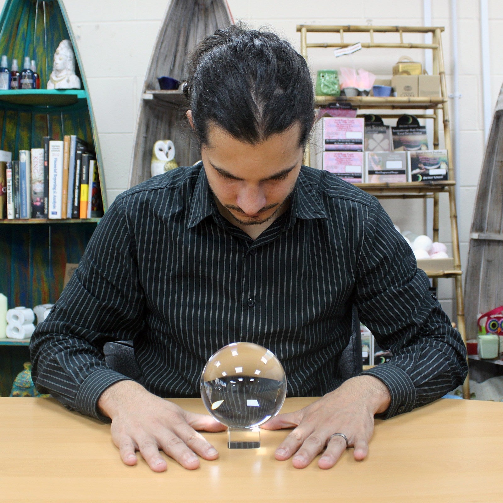 Pure Natural Crystal Ball with a Crystal Stand - 11cm / 110mm product packaging on clean background from Quintessential Holistic Health Ltd