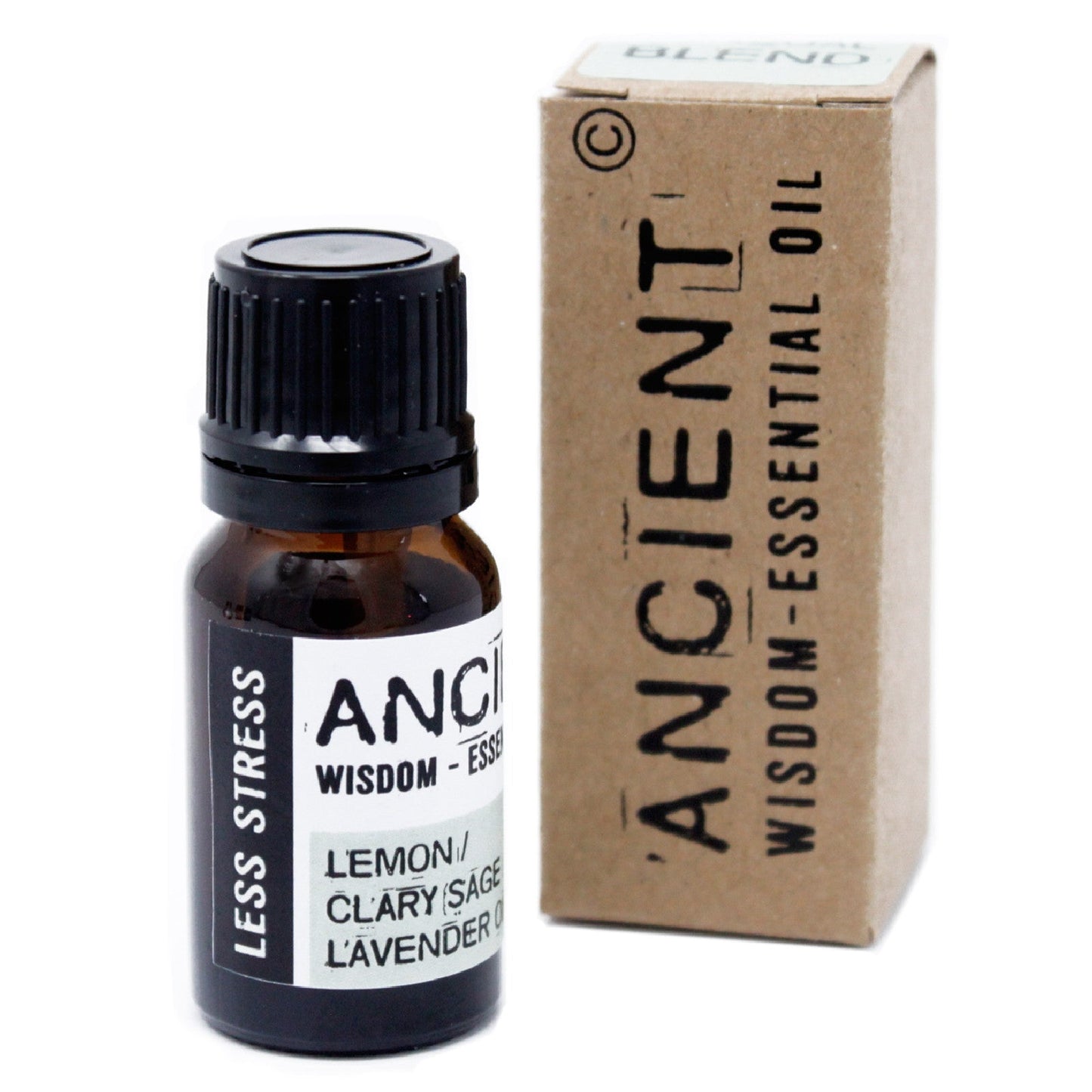 10ml Blended Essential Oil - Less Stress product packaging on clean background from Quintessential Holistic Health Ltd