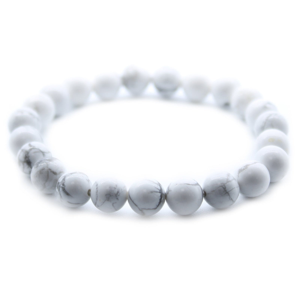 White Jasper Gemstone Power Bracelet with round grey-white marbled beads by Quintessential Holistic Health Ltd