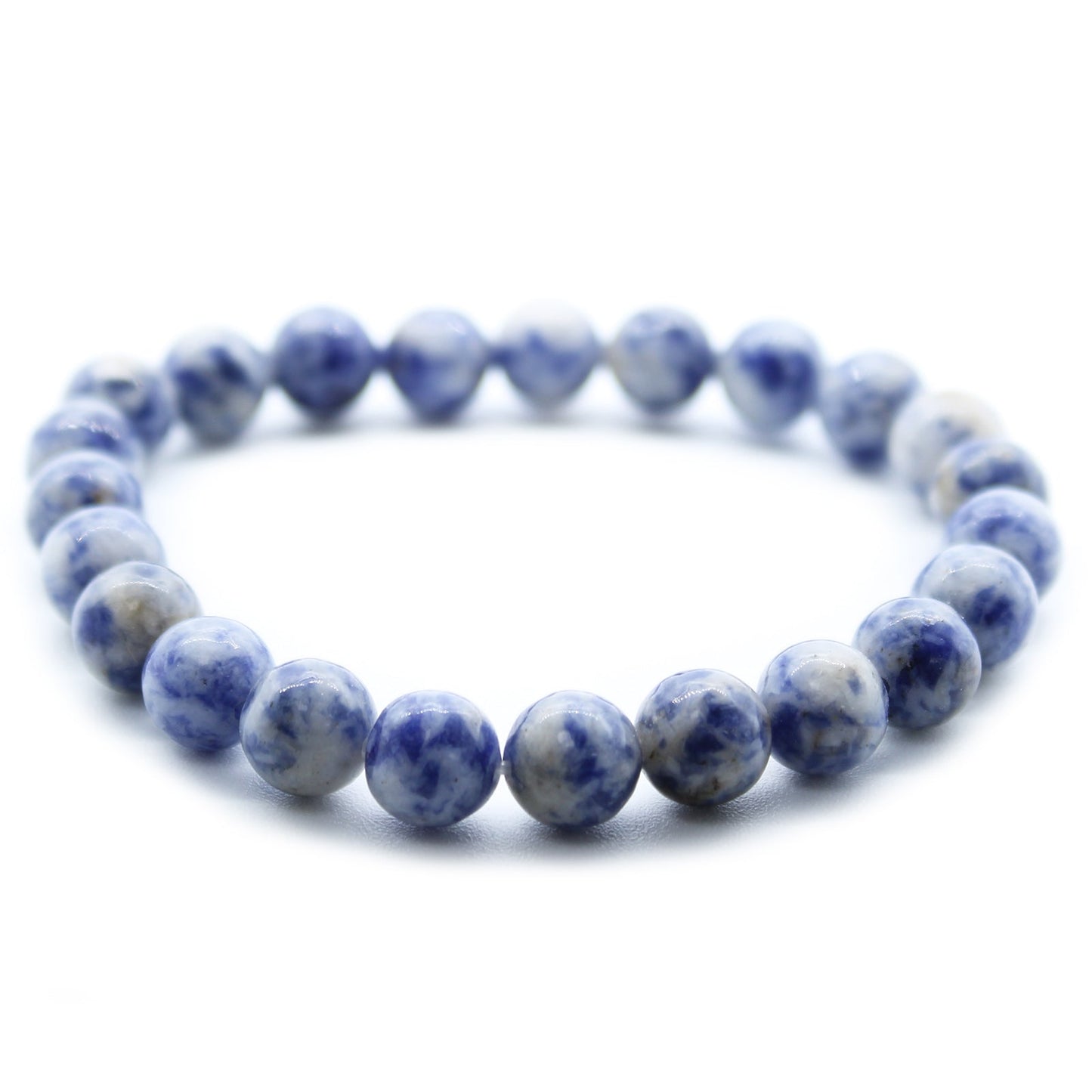 Gemstone Power Bracelet - Sodalite with glossy deep blue and white marbled round beads, by Quintessential Holistic Health Ltd