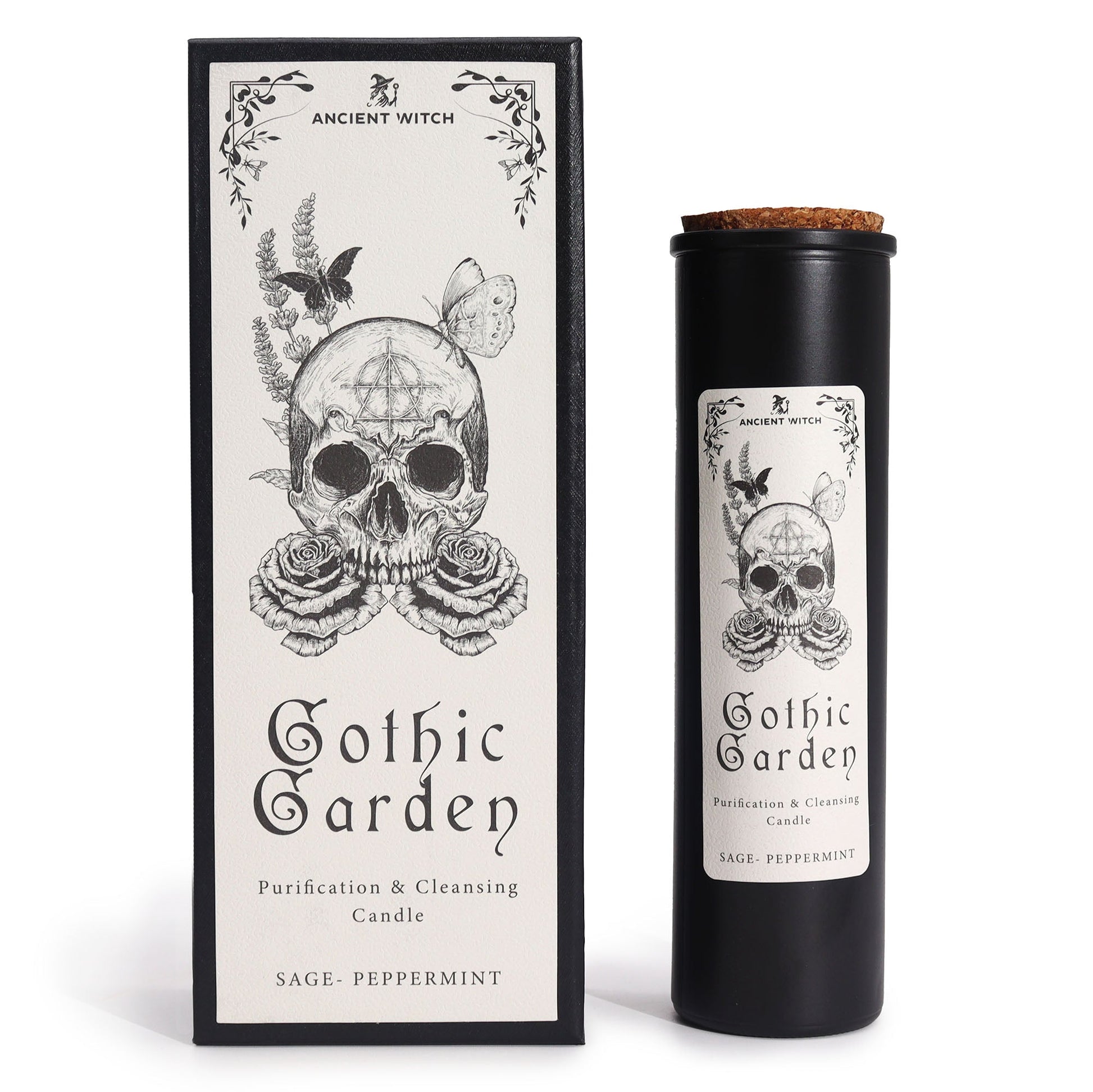 Ancient Witch Ritual Candle - Gothic Garden / Cleansing and Purification product packaging on clean background from Quintessential Holistic Health Ltd