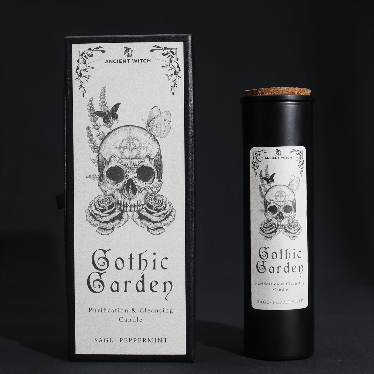 Ancient Witch Ritual Candle - Gothic Garden / Cleansing and Purification product packaging on clean background from Quintessential Holistic Health Ltd