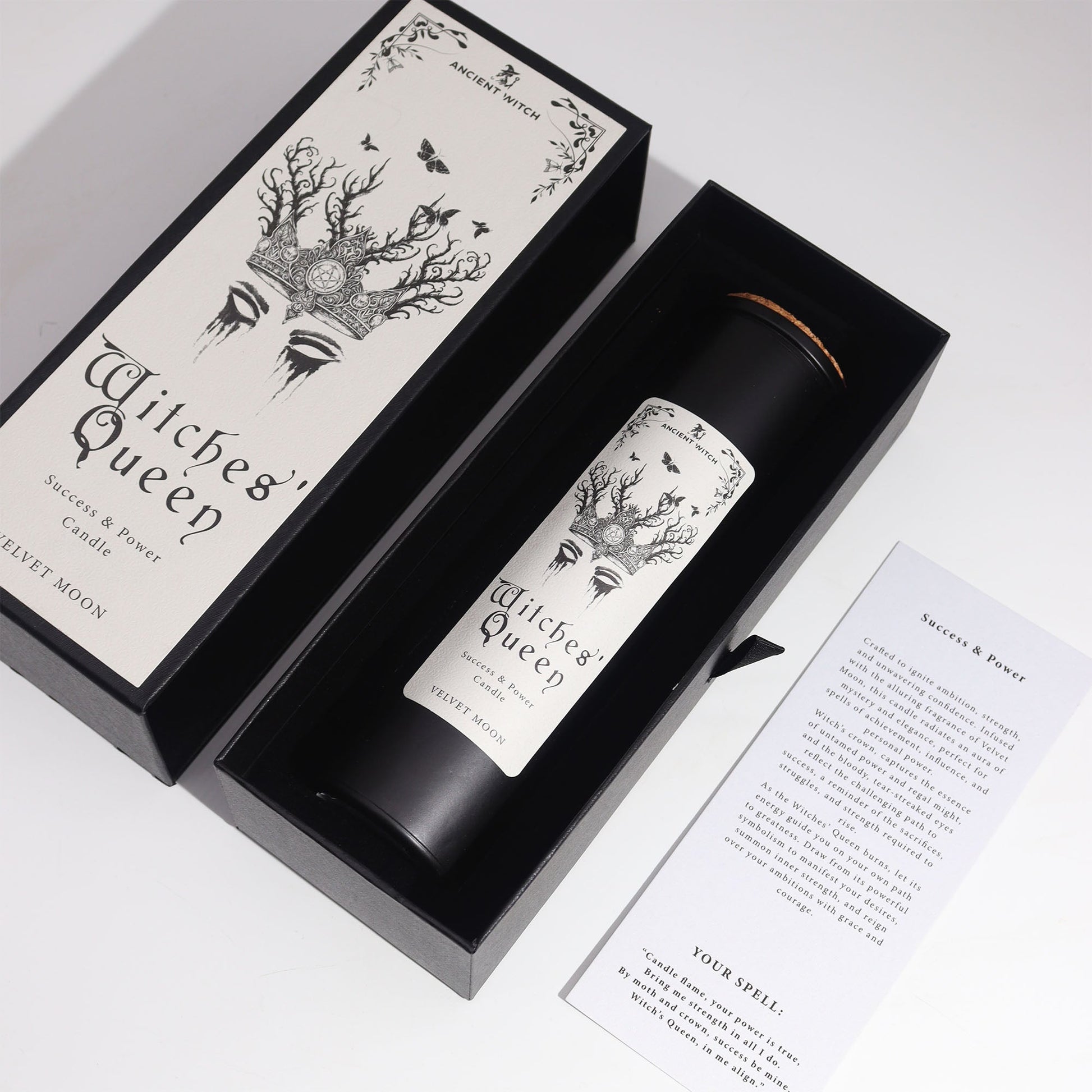 Ancient Witch Ritual Candles - Witches Queen / Power and Success product packaging on clean background from Quintessential Holistic Health Ltd