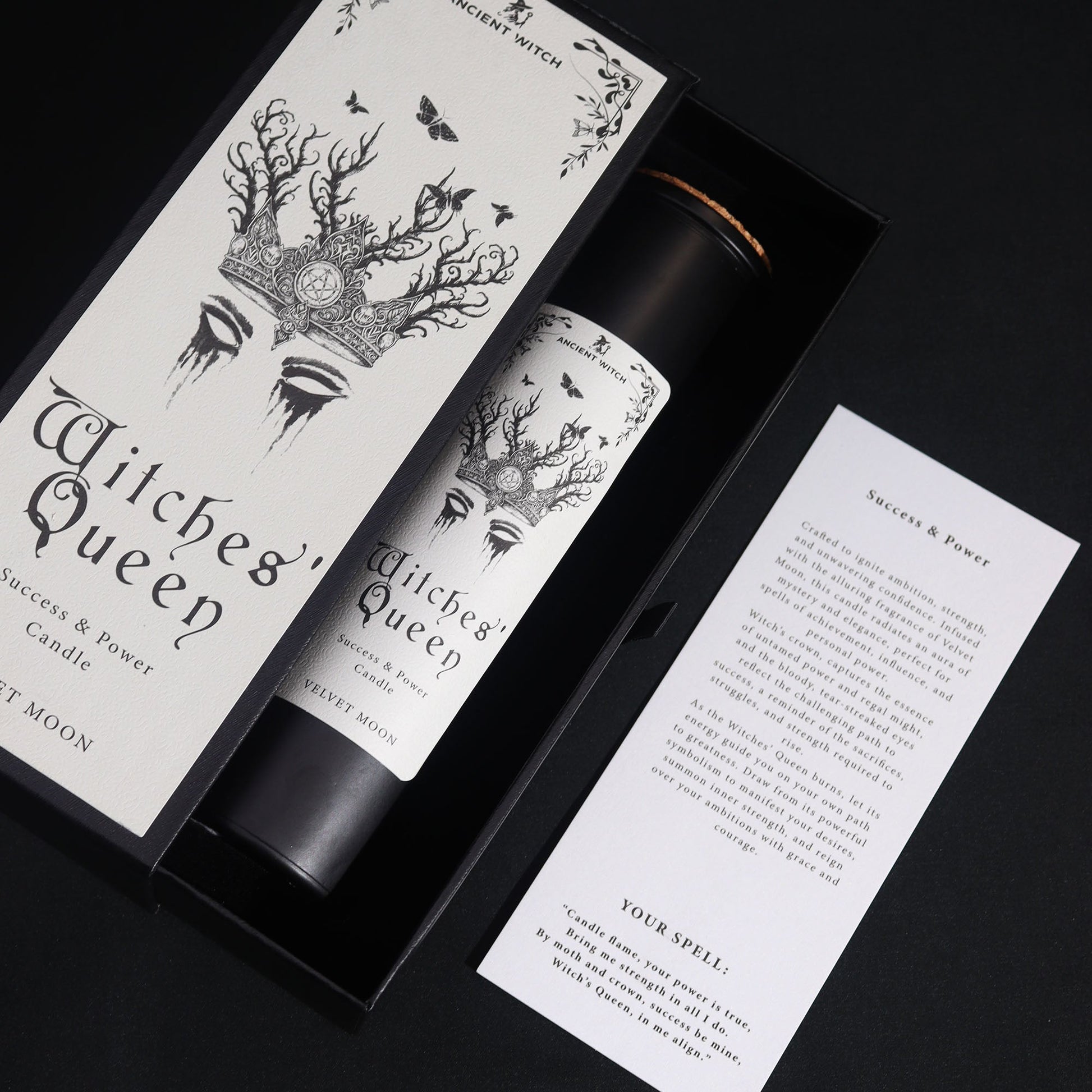 Ancient Witch Ritual Candles - Witches Queen / Power and Success product packaging on clean background from Quintessential Holistic Health Ltd