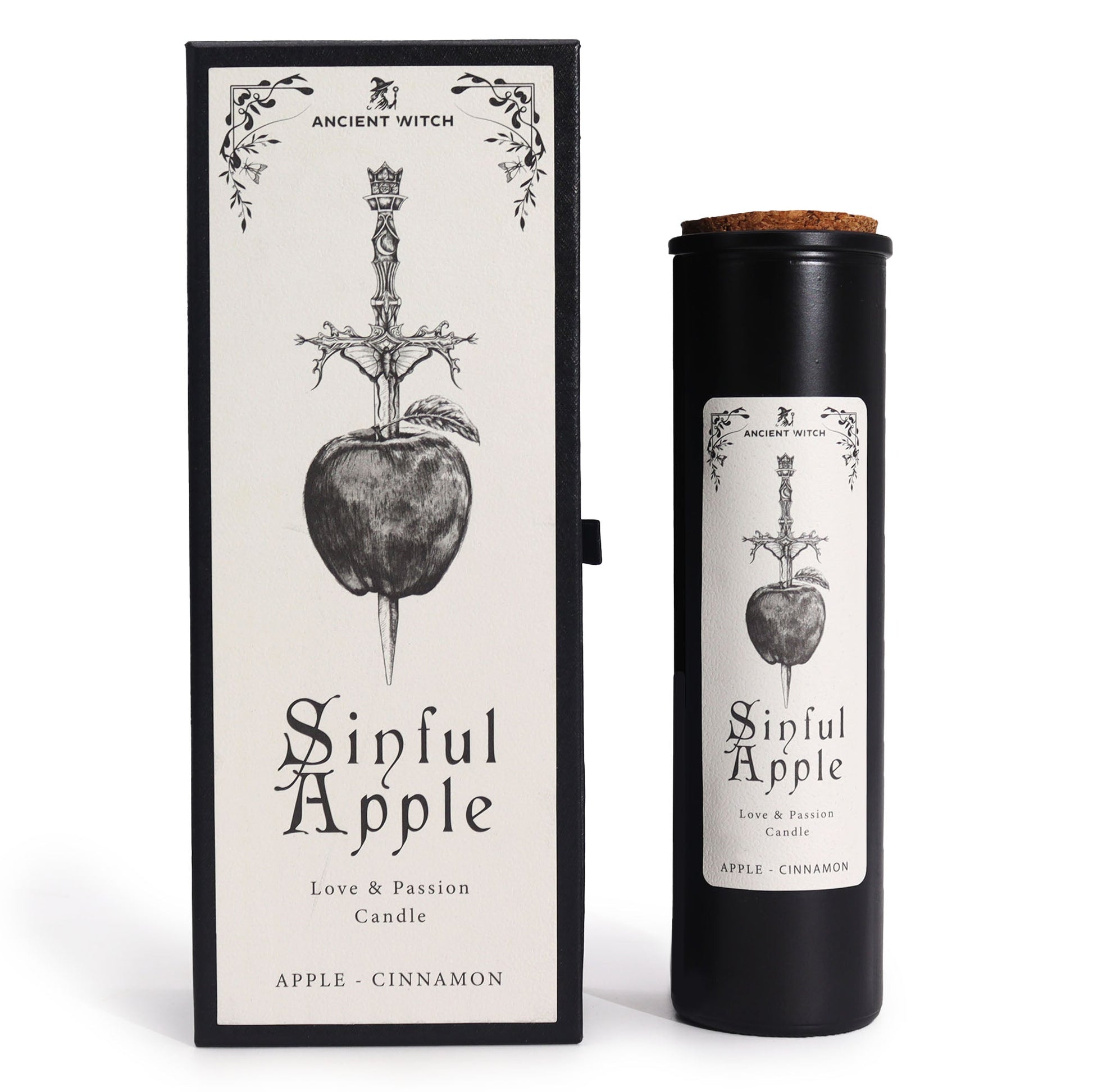 Ancient Witch Ritual Candles - Sinful Apple / Love product packaging on clean background from Quintessential Holistic Health Ltd