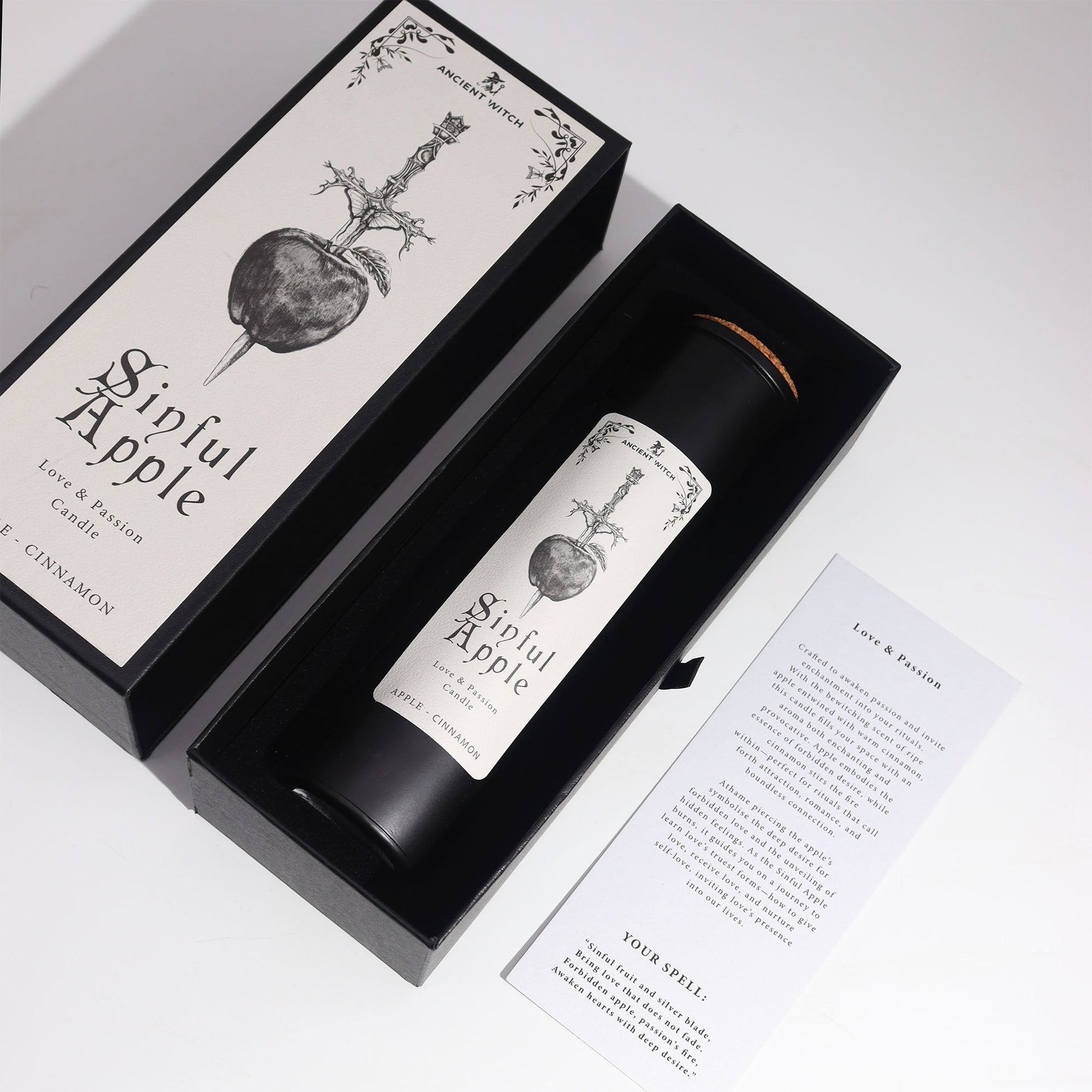 Ancient Witch Ritual Candles - Sinful Apple / Love product packaging on clean background from Quintessential Holistic Health Ltd