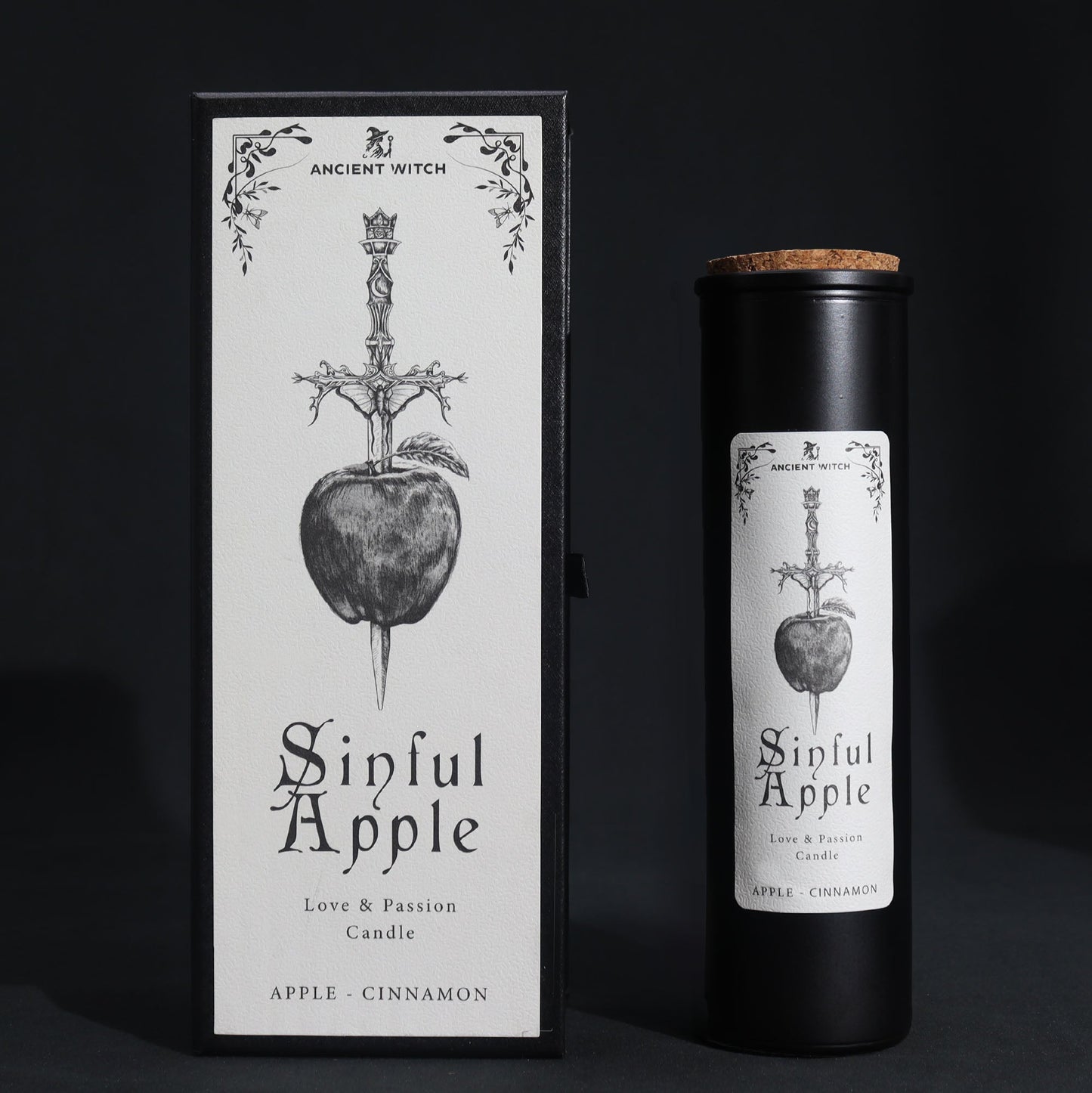 Ancient Witch Ritual Candles - Sinful Apple / Love product packaging on clean background from Quintessential Holistic Health Ltd