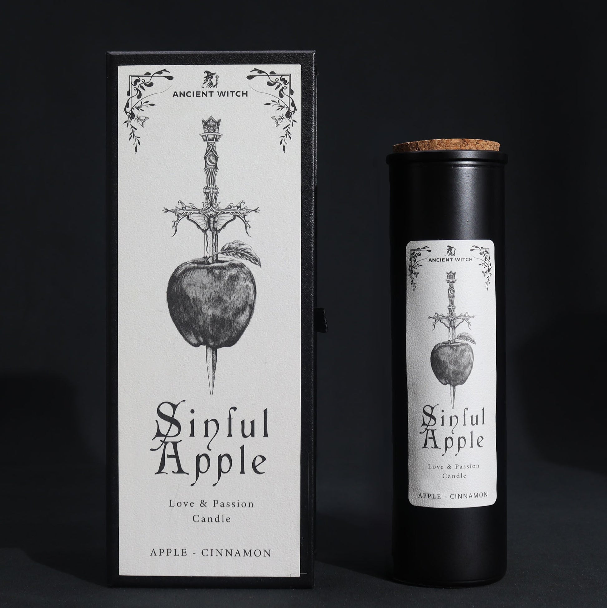 Ancient Witch Ritual Candles - Sinful Apple / Love product packaging on clean background from Quintessential Holistic Health Ltd