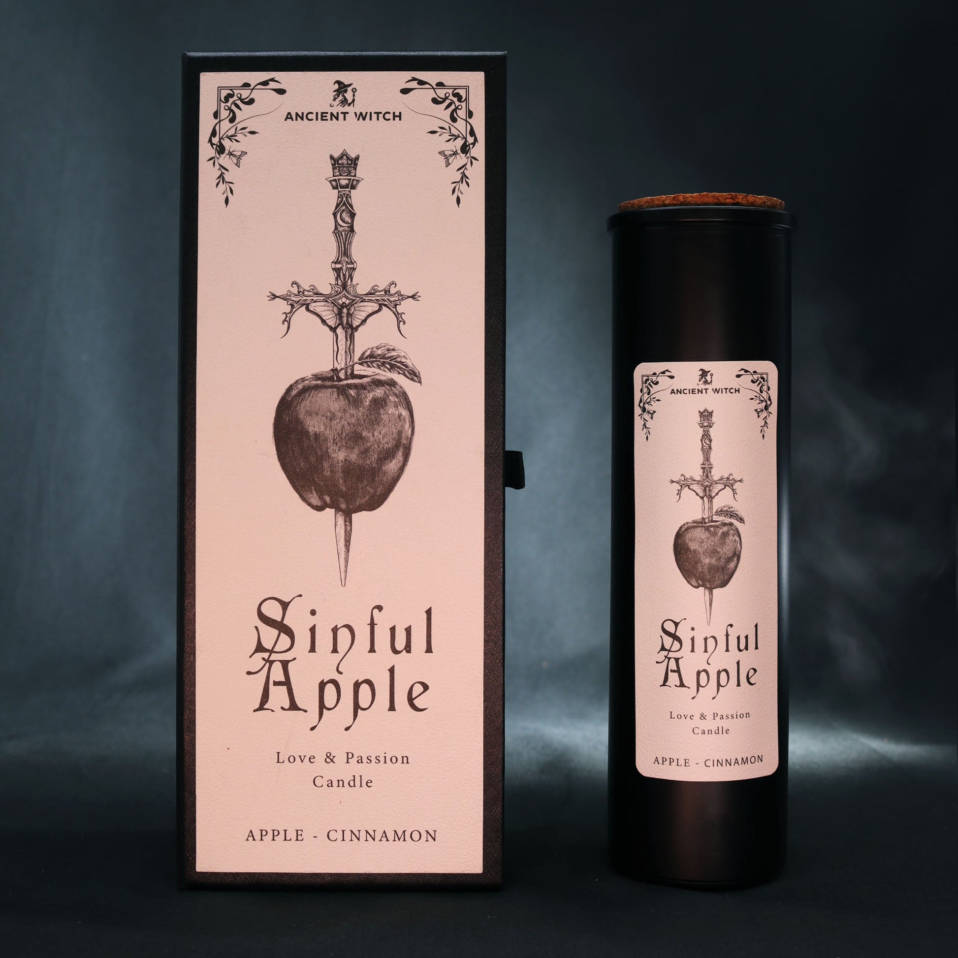 Ancient Witch Ritual Candles - Sinful Apple / Love product packaging on clean background from Quintessential Holistic Health Ltd
