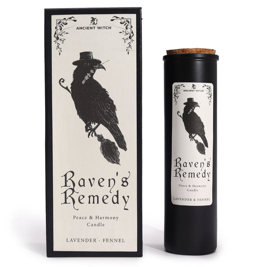 Ancient Witch Ritual Candles - Ravens Remedy / Peace and Harmony product packaging on clean background from Quintessential Holistic Health Ltd