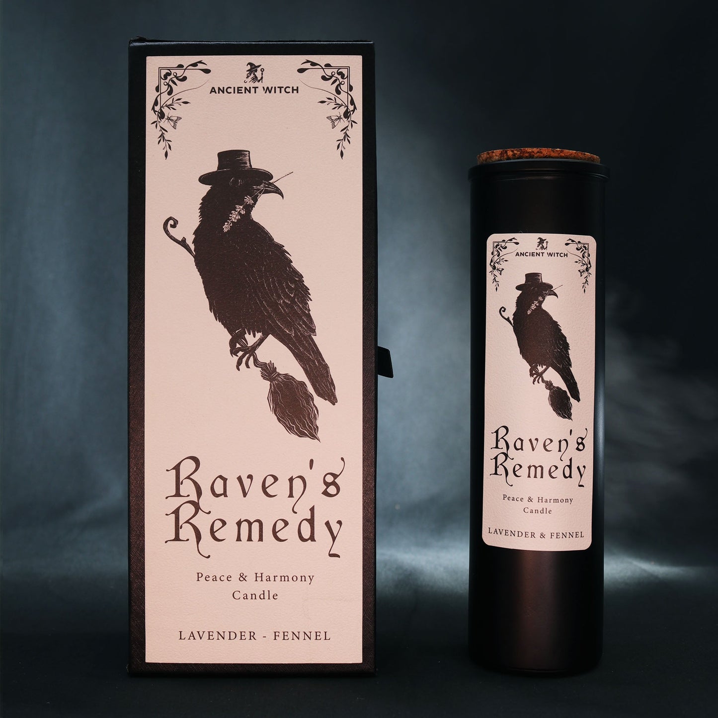 Ancient Witch Ritual Candles - Ravens Remedy / Peace and Harmony product packaging on clean background from Quintessential Holistic Health Ltd