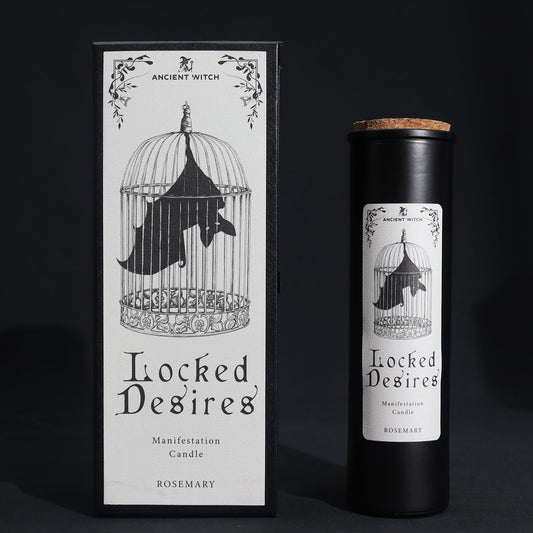 Ancient Witch Ritual Candles - Locked Desires / Manifestation product packaging on clean background from Quintessential Holistic Health Ltd