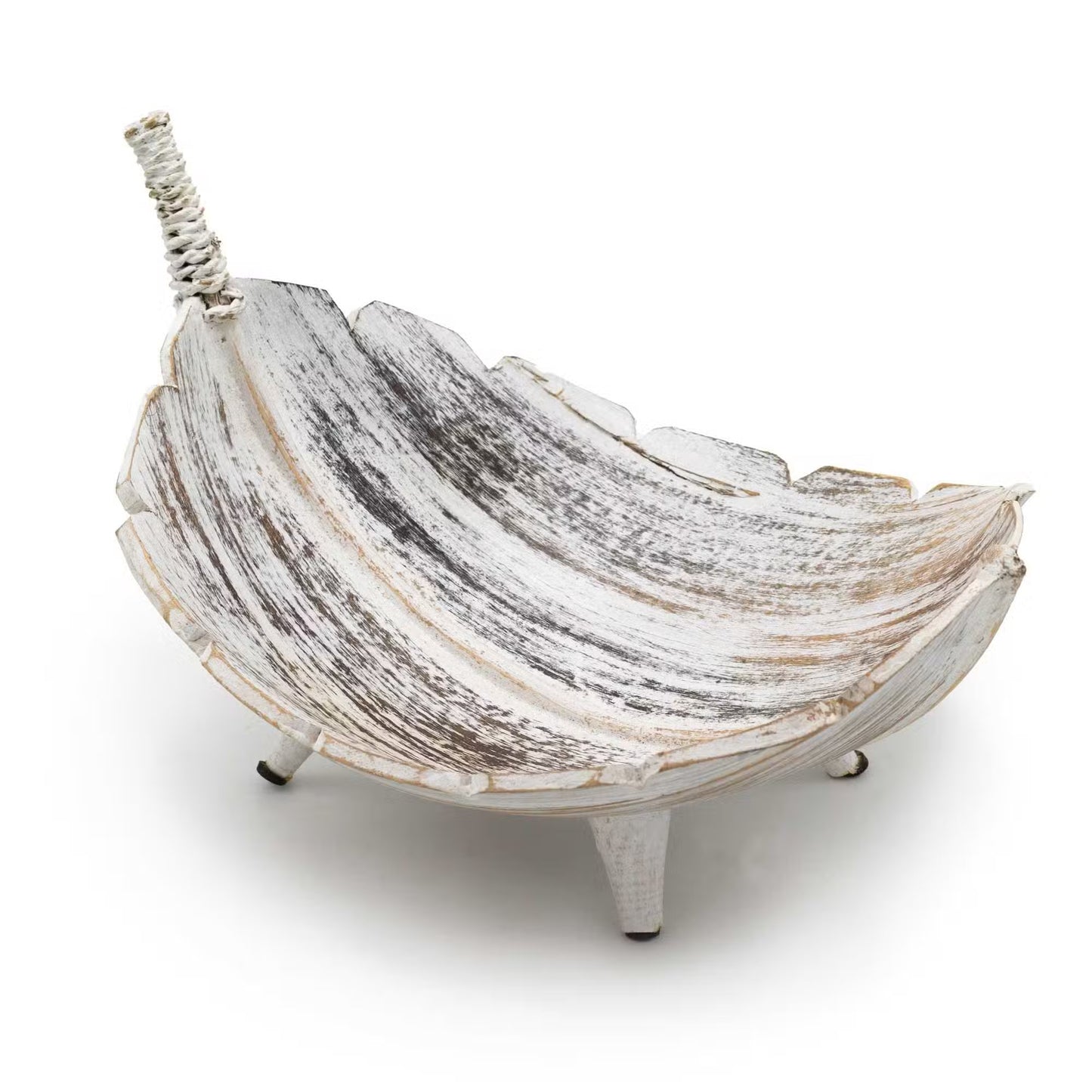 Large Coconut Leaf Eco-Friendly Fruit Bowl - Whitewash
