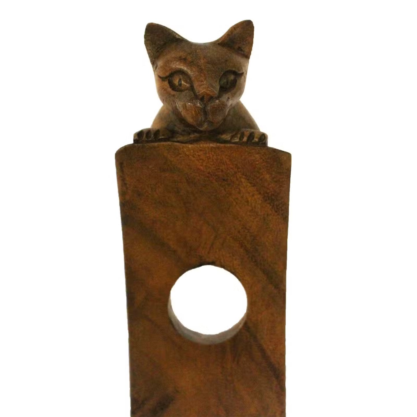 Cat - Handmade High Quality Suar Wood Balancing Animal Wine Bottle Holder