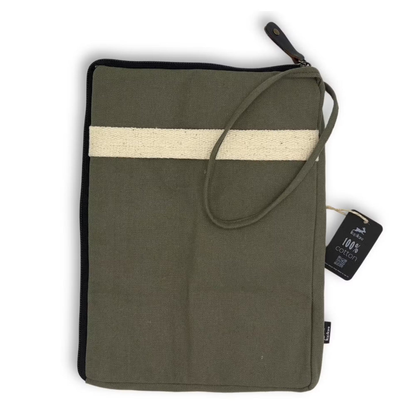Handcrafted Jute and Cotton Tablet Pouch - Small / Olive